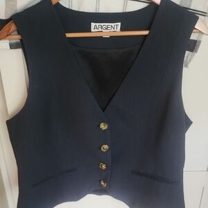 Argent Navy Slim Blue Vest with Gold Buttons Rave